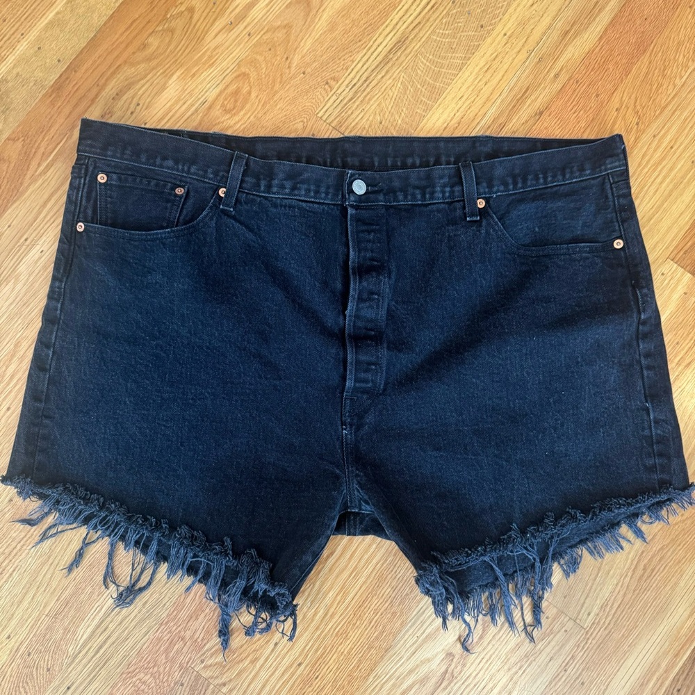 501 Cut-Off Shorts; Button Fly Black. Waist 48